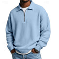 Men's Waffle Knit Quarter Zip Polo Sweatshirt