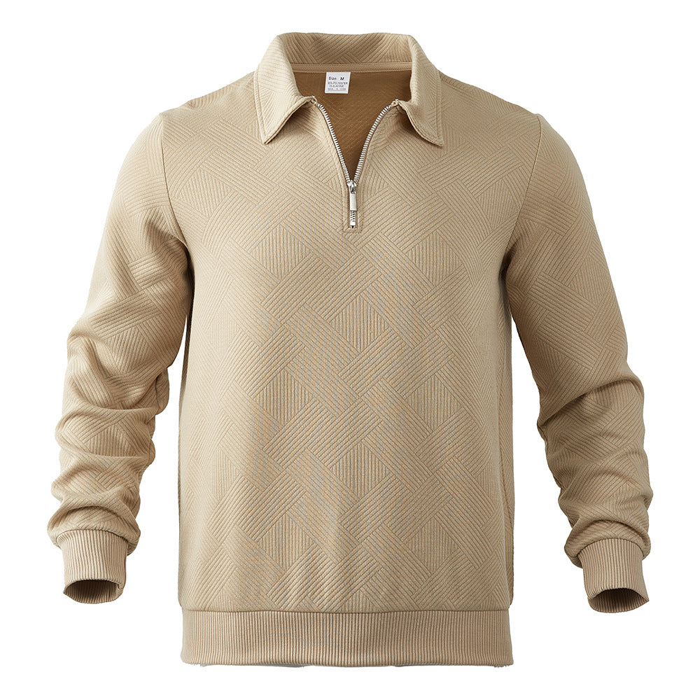 Men's Textured Quarter‑Zip Polo Collar Sweatshirt
