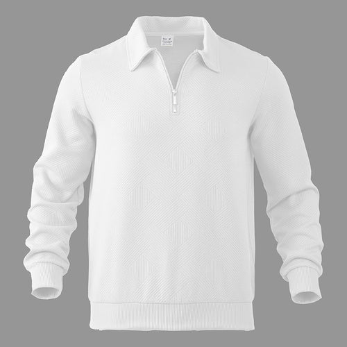Men's Textured Quarter‑Zip Polo Collar Sweatshirt