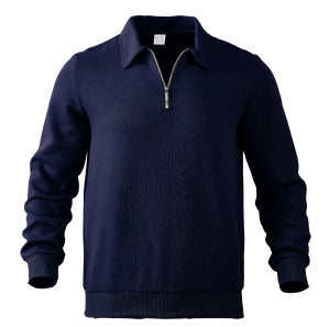 Men's Textured Quarter‑Zip Polo Collar Sweatshirt