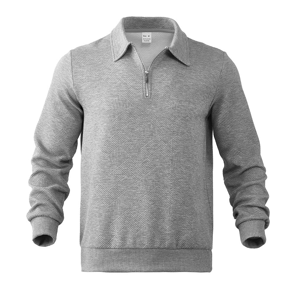 Men's Textured Quarter‑Zip Polo Collar Sweatshirt